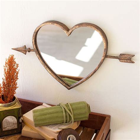 landscape print metal box vintage heart mirror|antique heart shaped mirror.